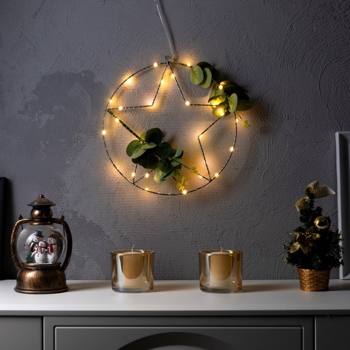 Светодиодная фигура «Звезда» 31 см, металл, батарейки ААх2 (не в комплекте), свечение тёплое белое Светодиодная фигура «Звезда» 31 см, металл, батарейки ААх2 (не в комплекте), свечение тёплое белое