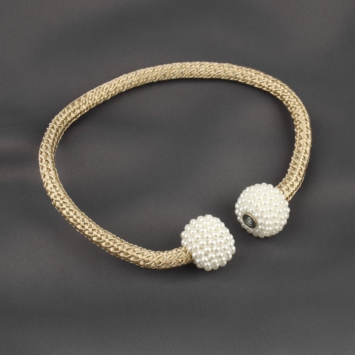 Подхват для штор «Шарики из бисера», d = 3 × 40 см, цвет белый/бежевый Подхват для штор «Шарики из бисера», d = 3 × 40 см, цвет белый/бежевый