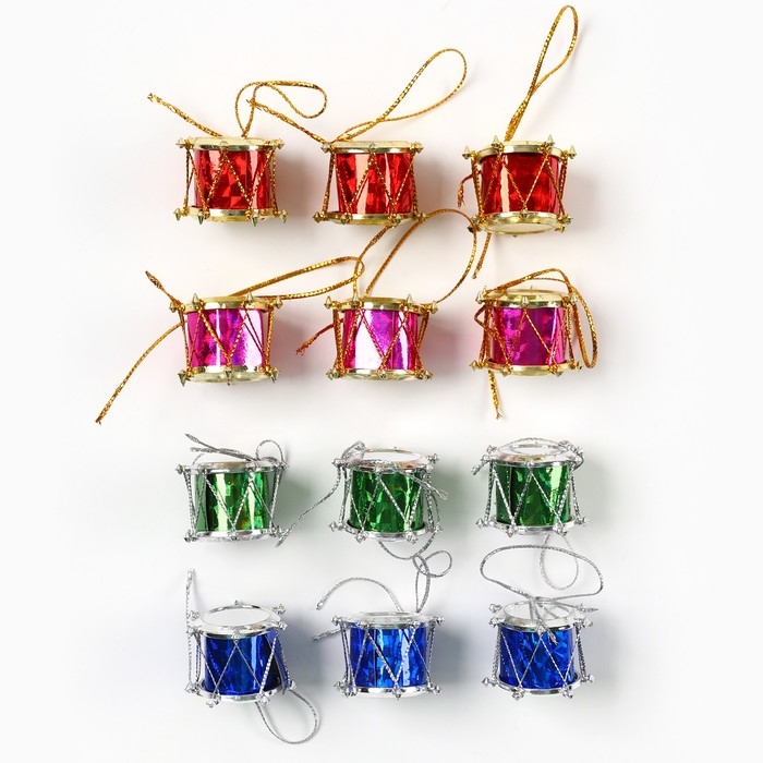 Ёлочные игрушки новогодние «Барабаны», на Новый год, МИКС Ёлочные игрушки новогодние «Барабаны», на Новый год, МИКС