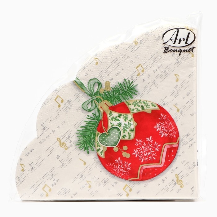 Новогодние салфетки бумажные круглые Art Bouquet Rondo «Музыкальный шар», 3 слоя, d 32 см, 12 шт Новогодние салфетки бумажные круглые Art Bouquet Rondo «Музыкальный шар», 3 слоя, d 32 см, 12 шт
