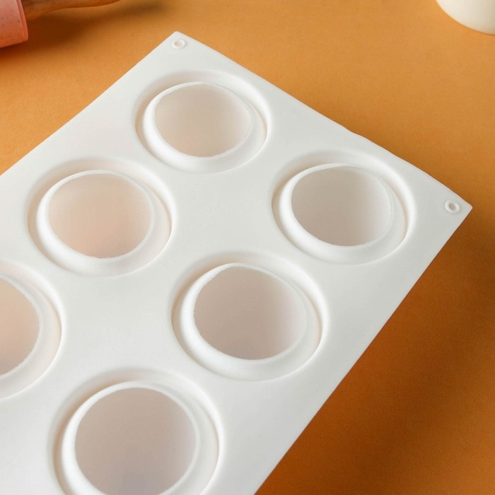 Форма для муссовых десертов и выпечки KONFINETTA «Шарики», 29,7×17,4×3,7 см, 8 ячеек, цвет белый Форма для муссовых десертов и выпечки KONFINETTA «Шарики», 29,7×17,4×3,7 см, 8 ячеек, цвет белый