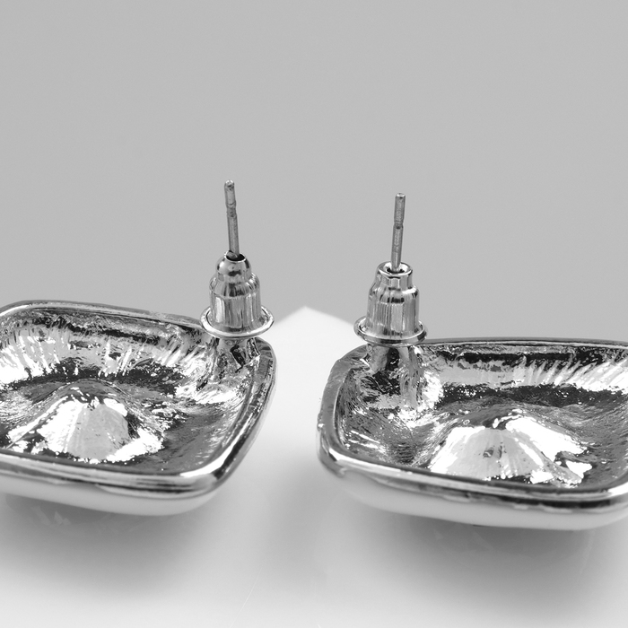 Серьги эмаль «Абстракция» ромб, цвет белый в серебре Серьги эмаль «Абстракция» ромб, цвет белый в серебре