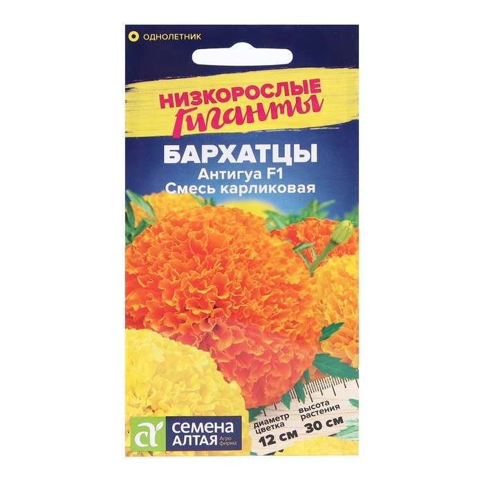 Семена цветов Бархатцы Антигуа, смесь карликовая, Сем. Алт, ц/п, 5 шт Семена цветов Бархатцы Антигуа, смесь карликовая, Сем. Алт, ц/п, 5 шт