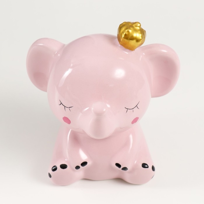 Копилка керамика Копилка керамика "Розовый слонёнок с крыльями в короне" 12,8х9,5х14 см
