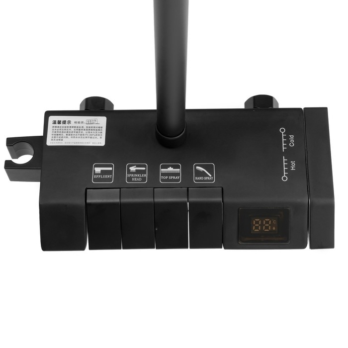 Душевая система ZEIN Z3897, верхняя и ручкая лейка, ПВХ шланг, экран температуры, черная Душевая система ZEIN Z3897, верхняя и ручкая лейка, ПВХ шланг, экран температуры, черная