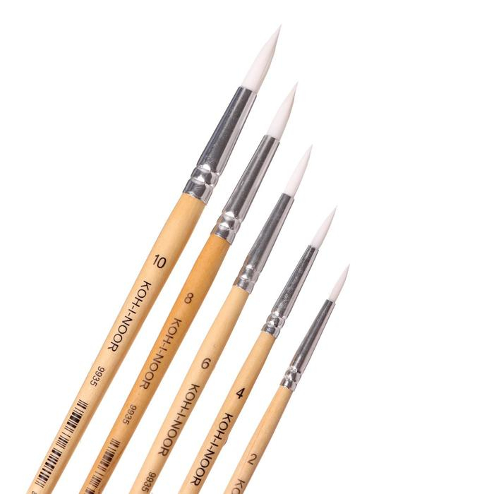Набор кистей Синтетика 5 штуки Koh-I-Noor №2, 4, 6, 8, 10, круглые, блистер Набор кистей Синтетика 5 штуки Koh-I-Noor №2, 4, 6, 8, 10, круглые, блистер