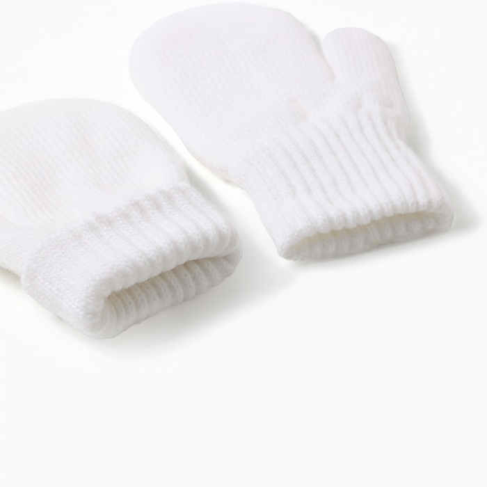 Варежки двойные детские, цвет белый, р-р 12 Варежки двойные детские, цвет белый, р-р 12