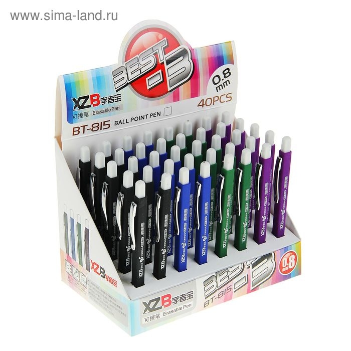 Ручка шариковая со стираемыми чернилами, линия 0,8 мм, автоматическая, стержень синий, прорезиненный квадратный корпус, МИКС Ручка шариковая со стираемыми чернилами, линия 0,8 мм, автоматическая, стержень синий, прорезиненный квадратный корпус, МИКС