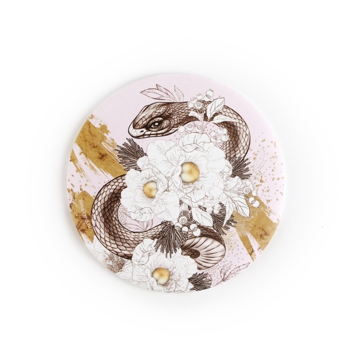 Зеркало карманное новогоднее «Новый год: Змея в цветах», диам.7 см Зеркало карманное новогоднее «Новый год: Змея в цветах», диам.7 см