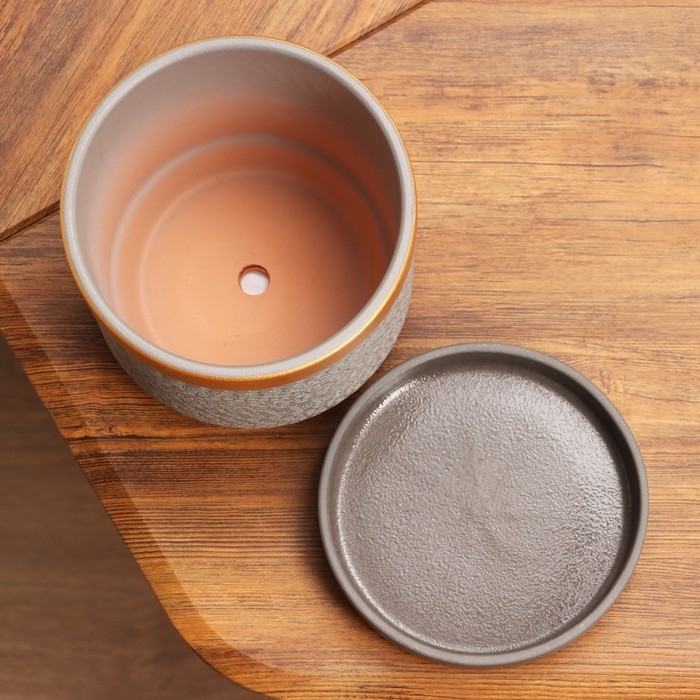 Горшок цветочный Горшок цветочный "Брюссель" серый золото цилиндр №2, 1,5 л