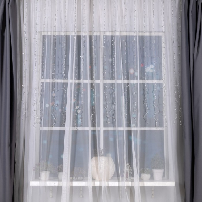 Гирлянда «Занавес» 2 х 1.5 м, IP20, прозрачная нить, 360 LED, свечение фиолетовое, 8 режимов, 220 В