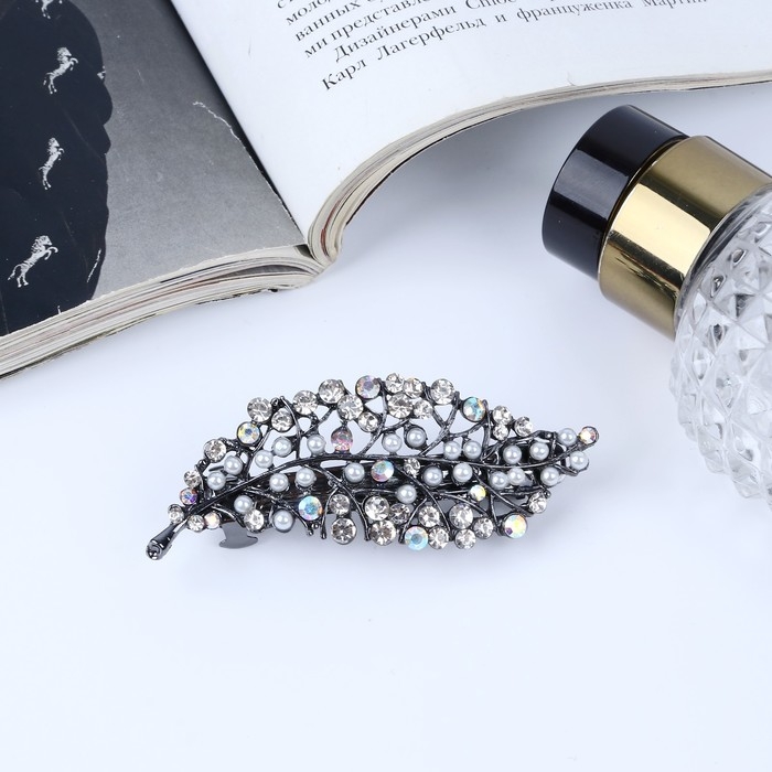 Заколка-автомат для волос Заколка-автомат для волос "Листопад" жемчуг, 7 см