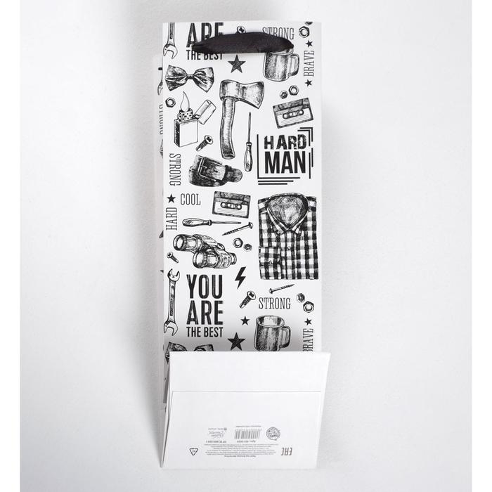 Пакет подарочный под бутылку, упаковка, «For real man», 36 х 13 х 10 см Пакет подарочный под бутылку, упаковка, «For real man», 36 х 13 х 10 см