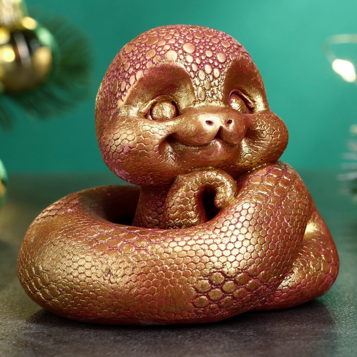 Новый год. Символ 2025. Фигура Новый год. Символ 2025. Фигура "Змея Хвостатик" бордовая-золото, 6х6см