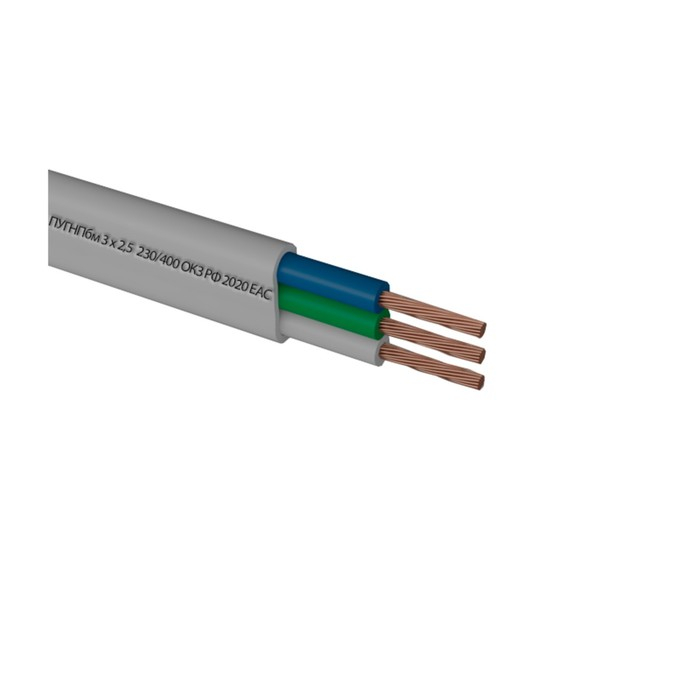 Провод  Провод "Мастер Тока" ПуГНПбм, сечение 3х2.5 мм2, 50 м, белый