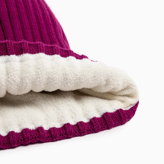 Шапка детская MINAKU с отворотом р-р 52-56, цв.малиновый