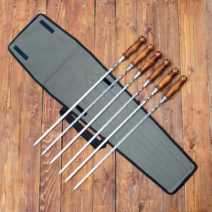 Набор шампуров  Набор шампуров "Ташкент" в чехле, 6 шт, рабочая часть - 50см, зеленый