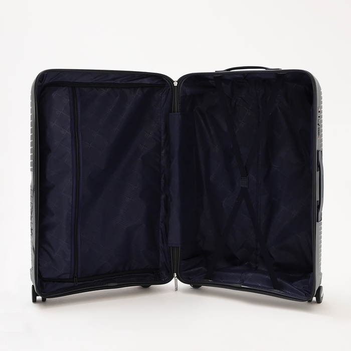 Чемодан большой 100 л (L), отдел на молнии, кодовый замок, 4 колеса, цвет тёмно-серый Чемодан большой 100 л (L), отдел на молнии, кодовый замок, 4 колеса, цвет тёмно-серый