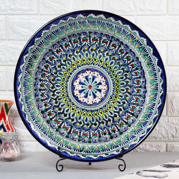 Ляган Риштанская Керамика  Ляган Риштанская Керамика "Узоры", 42 см, синий