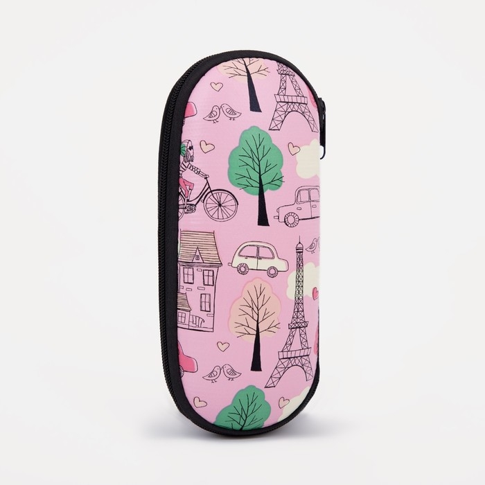 Футляр для очков на молнии, длина 17 см, цвет розовый