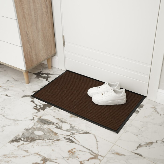 Коврик придверный влаговпитывающий, ребристый, «Стандарт», 50×80 см, цвет коричневый Коврик придверный влаговпитывающий, ребристый, «Стандарт», 50×80 см, цвет коричневый