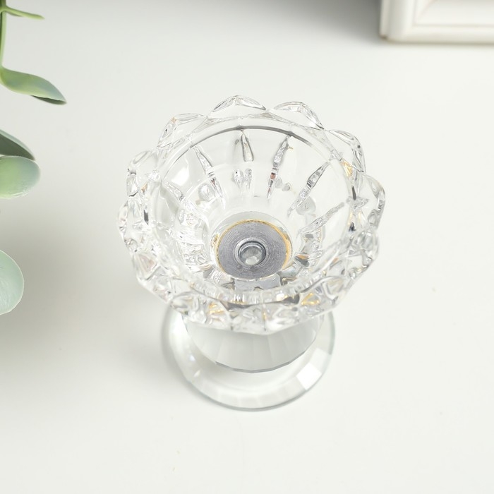 Подсвечник стекло на 1 свечу Подсвечник стекло на 1 свечу "Распустившийся бутон" 8х7х7 см