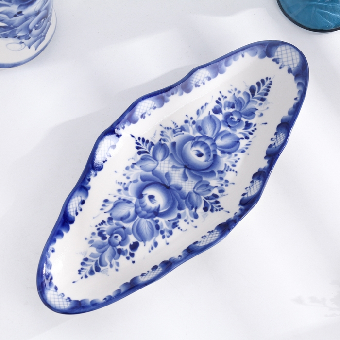 Селёдочница  Селёдочница "Цветы", 33 х 14 см, гжель