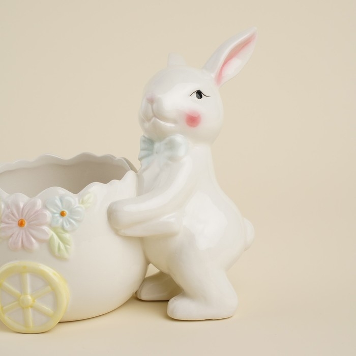 Конфетница керамическая SL Home «Лесные кролики», 17,5×13×16,8 см, цвет белый