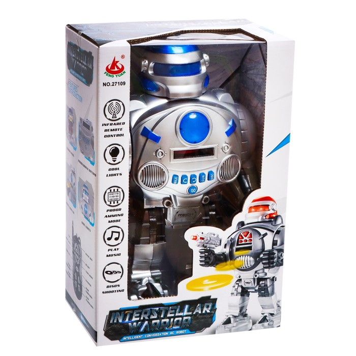 Робот радиоуправляемый «Космический боец», световые и звуковые эффекты, стреляет дисками, МИКС Робот радиоуправляемый «Космический боец», световые и звуковые эффекты, стреляет дисками, МИКС