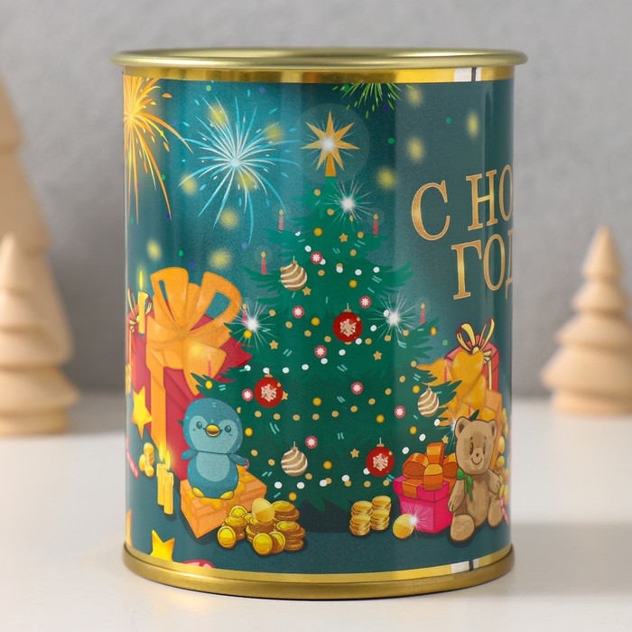 Копилка-банка металл  Копилка-банка металл "С новым годом"