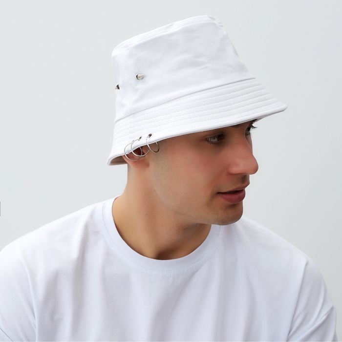 Панама MINAKU с кольцами, цвет белый, размер 56-58 Панама MINAKU с кольцами, цвет белый, размер 56-58