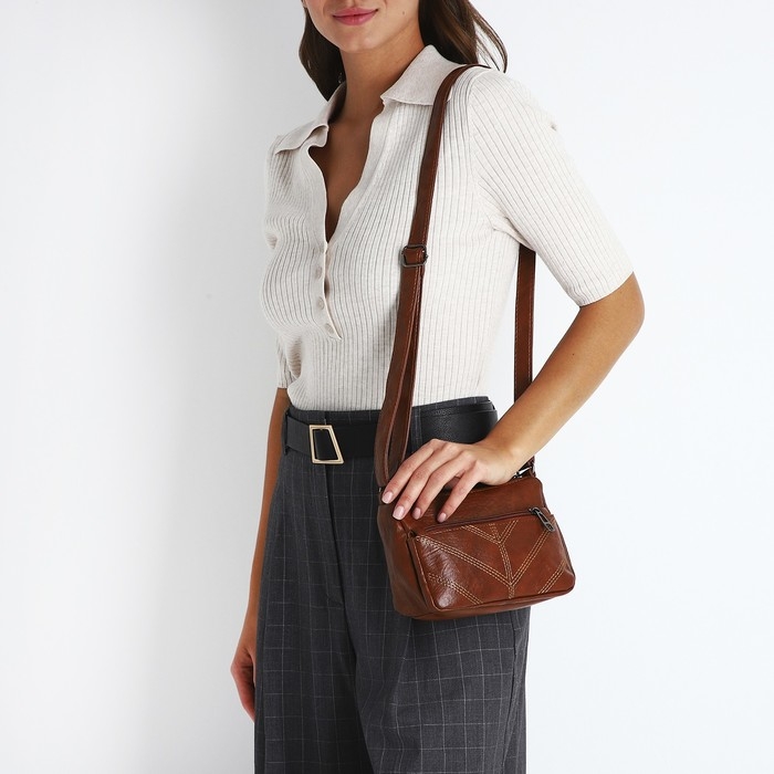 Сумка кросс-боди на молнии, цвет коричневый Сумка кросс-боди на молнии, цвет коричневый