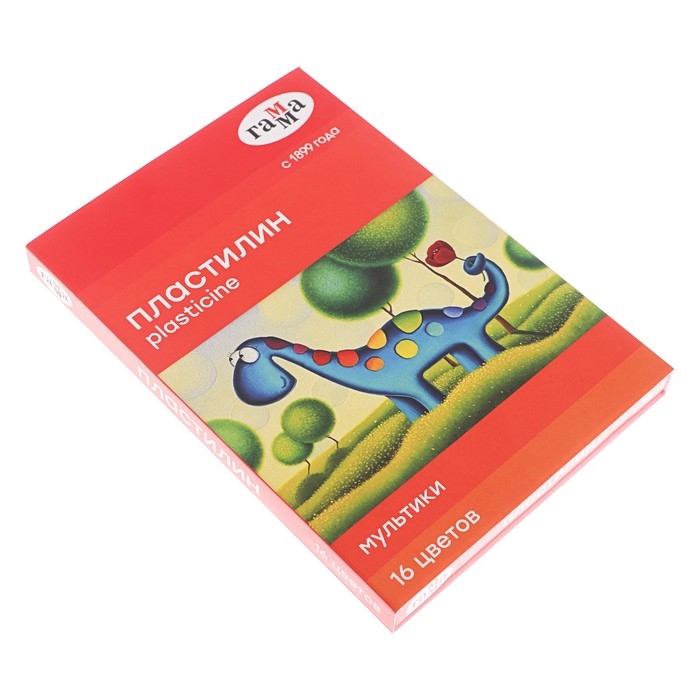 Пластилин 16 цветов 320 г, Пластилин 16 цветов 320 г, "Гамма" "Мультики", со стеком