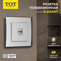 Розетка телевизионная одноместная TOT Elegant, скрытая, серебристая