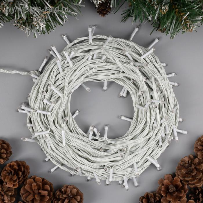 Гирлянда «Нить» 20 м, IP20, белая нить, 200 LED, свечение жёлтое, 8 режимов, 220 В