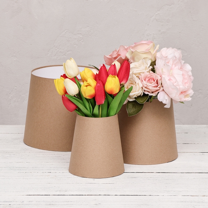 Набор коробок 3 в 1 Обратный конус крафт без крышек 19,5*20*24 - 10,5*15*14 Набор коробок 3 в 1 Обратный конус крафт без крышек 19,5*20*24 - 10,5*15*14