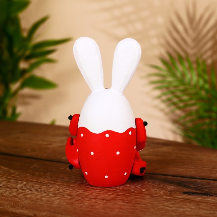 Сувенир "Кролик" висячие лапки, дерево 20 см, красный