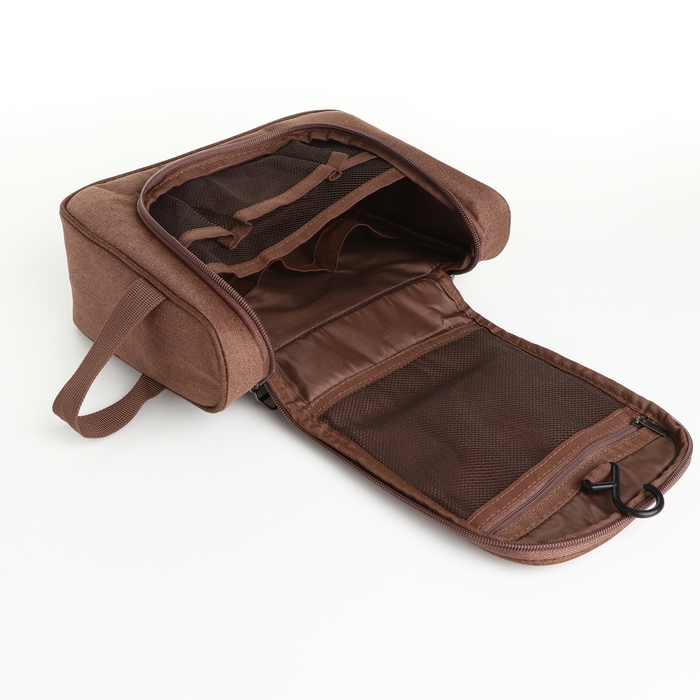 Косметичка-несессер на молнии, цвет коричневый Косметичка-несессер на молнии, цвет коричневый