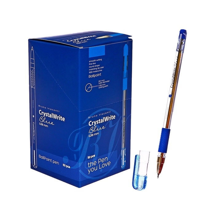 РУЧКА РУЧКА "CrystalWrite" ШАРИКОВАЯ, 0.38 ММ, СИНЯЯ