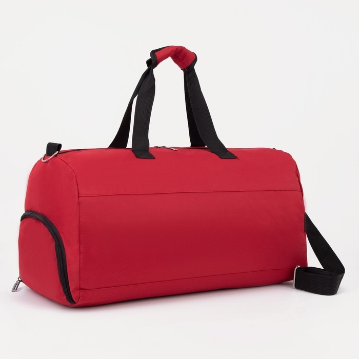 Сумка спортивная женская на молнии, отдел для обуви, наружный карман, большой размер, цвет красный