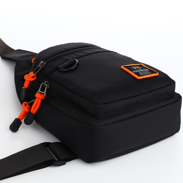 Сумка-слинг из текстиля, 3 наружных кармана, цвет чёрный Сумка-слинг из текстиля, 3 наружных кармана, цвет чёрный