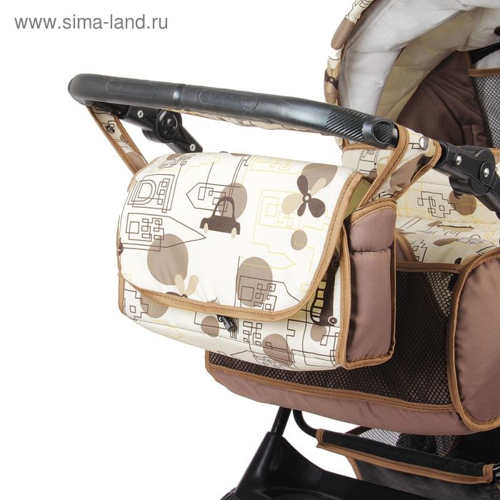 Коляска-трансформер «Гном», пластиковые колёса, оттенки бежевого, рисунок МИКС Коляска-трансформер «Гном», пластиковые колёса, оттенки бежевого, рисунок МИКС