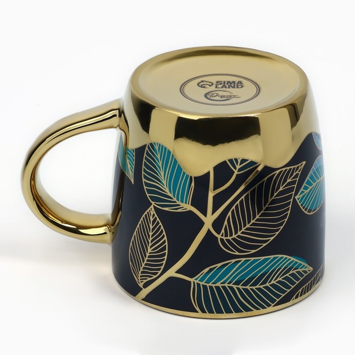 Кружка керамическая «Листья», 300 мл, цвет синий Кружка керамическая «Листья», 300 мл, цвет синий
