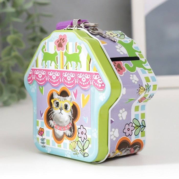 Копилка металл Копилка металл "Будка с животным" МИКС 9х10х5 см