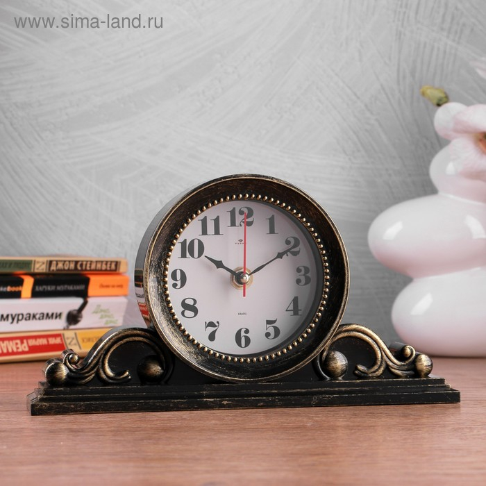 Часы настольные, интерьерные Часы настольные, интерьерные "Милица", бесшумные, d-9.5 см, корпус чёрный с золотом