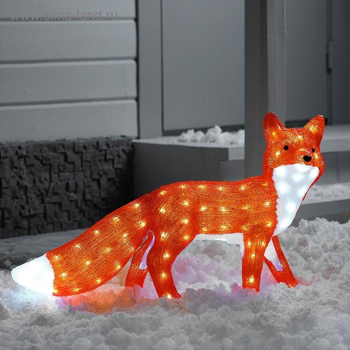 Светодиодная фигура «Лиса» 80 × 45 × 18 см, акрил, 120 LED, 8 режимов, 24 В, свечение белое Светодиодная фигура «Лиса» 80 × 45 × 18 см, акрил, 120 LED, 8 режимов, 24 В, свечение белое
