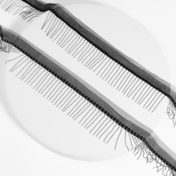 Тесьма металлизированная «Бахрома», 5 см, 4,5 ± 0,5 м, цвет чёрный Тесьма металлизированная «Бахрома», 5 см, 4,5 ± 0,5 м, цвет чёрный