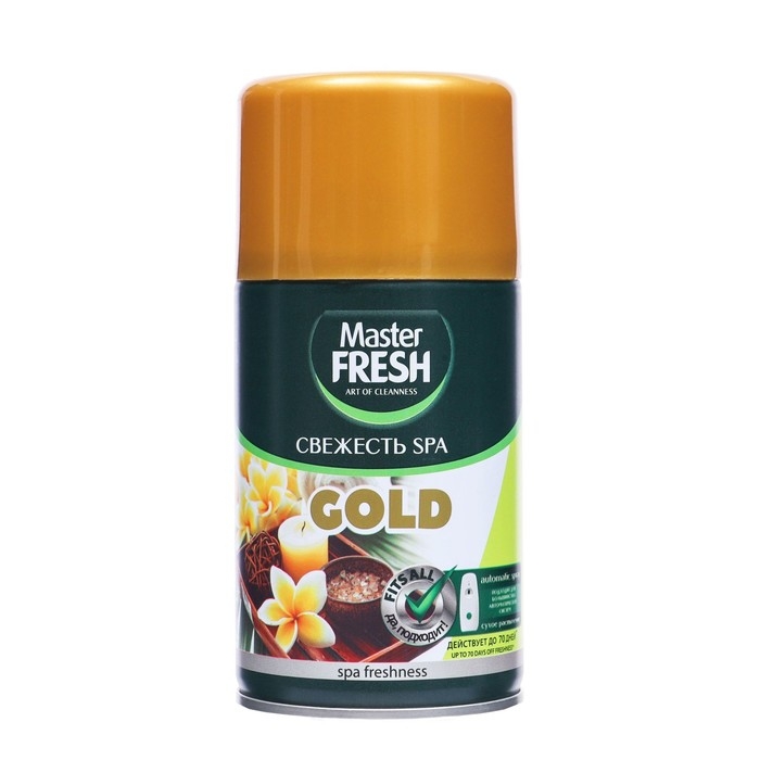 Освежитель воздуха Master FRESH GOLD, сменный балон,  Свежесть SPA 250 мл Освежитель воздуха Master FRESH GOLD, сменный балон,  Свежесть SPA 250 мл