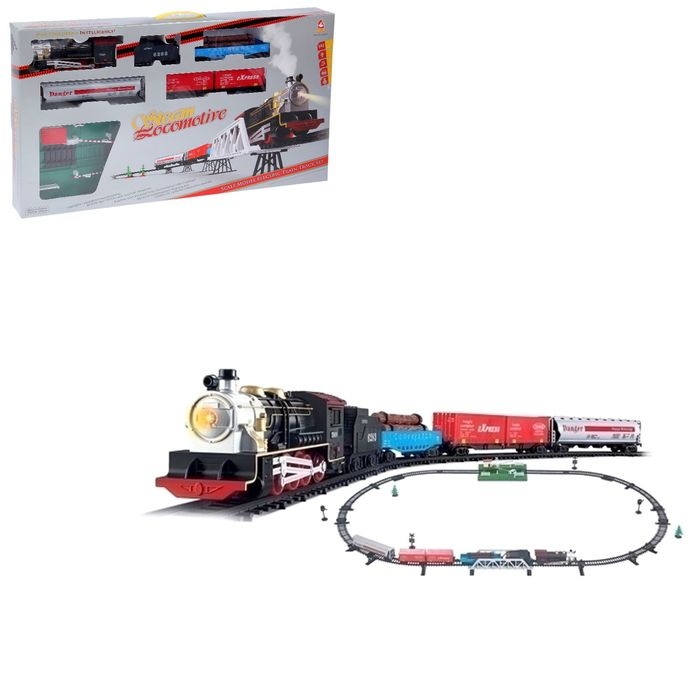 Железная дорога &laquo;Грузовой поезд&raquo;, длина пути 387 см, световые и звуковые эффекты, работает от батареек