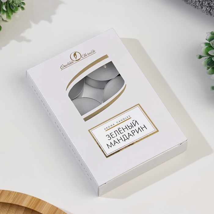 Набор свечей чайных ароматизированных  Набор свечей чайных ароматизированных "Зеленый мандарин", 6 шт, 12 гр